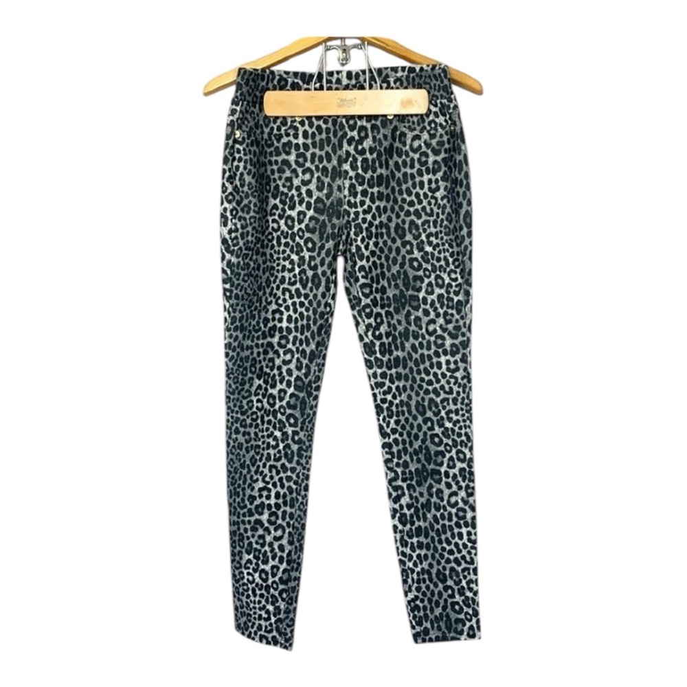 Michael Michael Kors Gray & Black Leopard Animal Print Pull On Jeggings Small